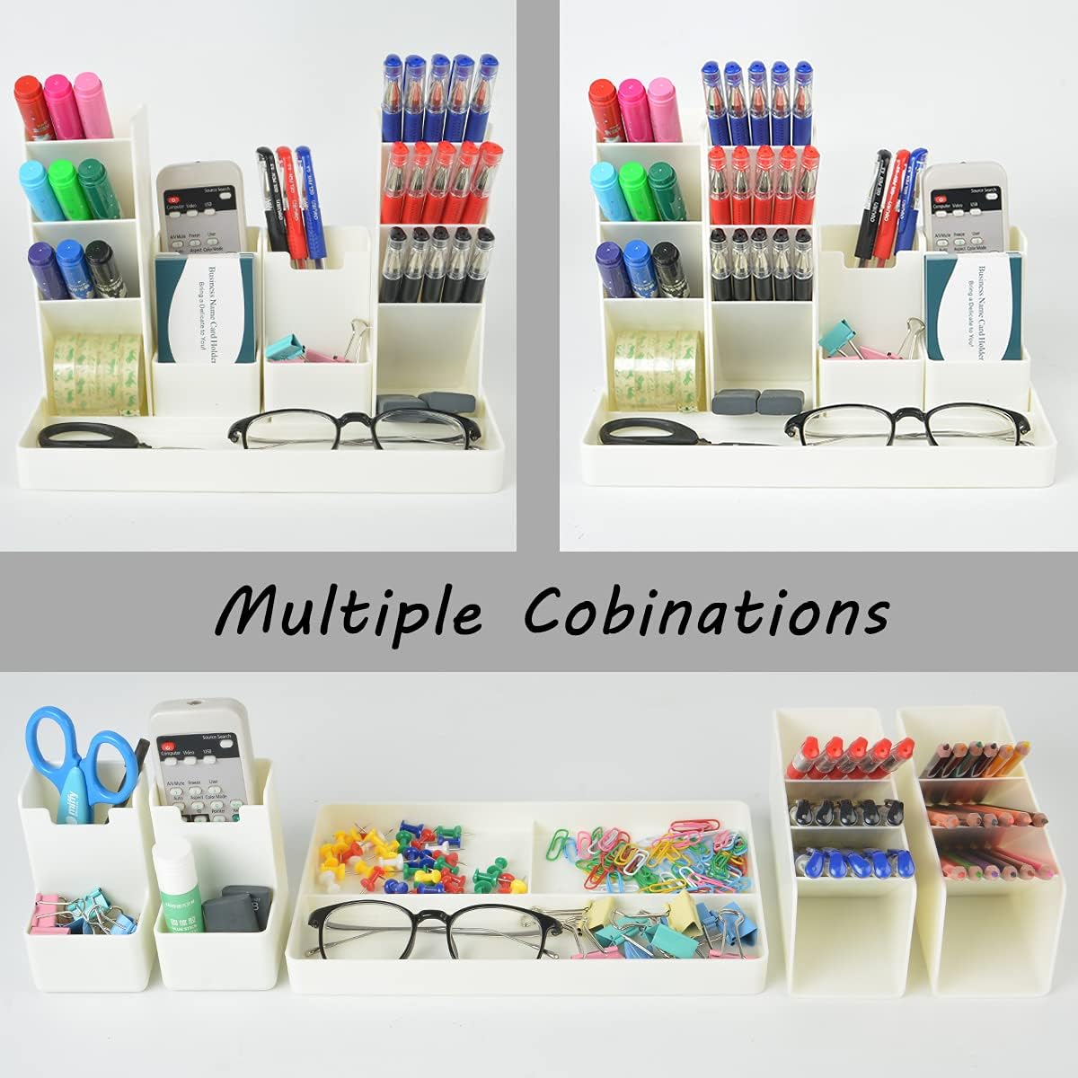 SAMAZAMA Pen Organizer for Desk, Office Supplies Desk organizers and Accessories, Multi-Functional DIY Pen Holder, Desktop Stationary Organizer Caddy, Supply Organizers for Office, School, Home, Blue - Image 4